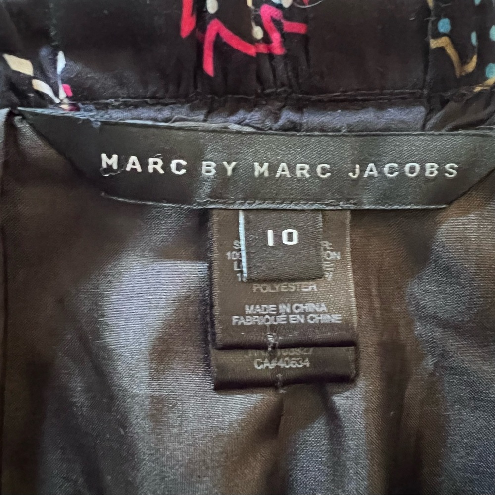 Marc By Marc Jacobs Black Cotton Bubble Dress with Multicolor Leaf Design - Picture 10 of 15